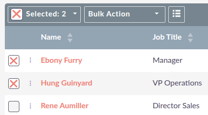 Bulk Action drop-down in the List View