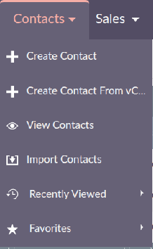 Import option in the module navigation drop-down