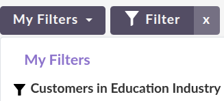 My Filters drop-down showing saved searches