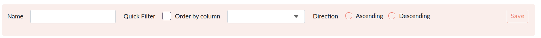 Save Search button in the filter panel