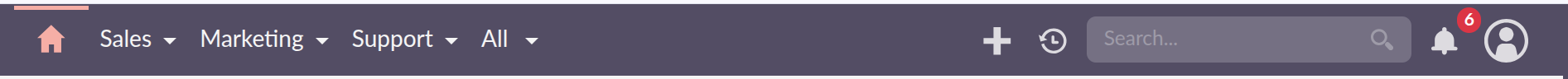 SuiteCRM top navigation menu