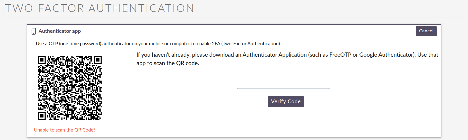Two-Factor Authentication QR code