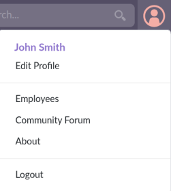 User menu showing Edit Profile option
